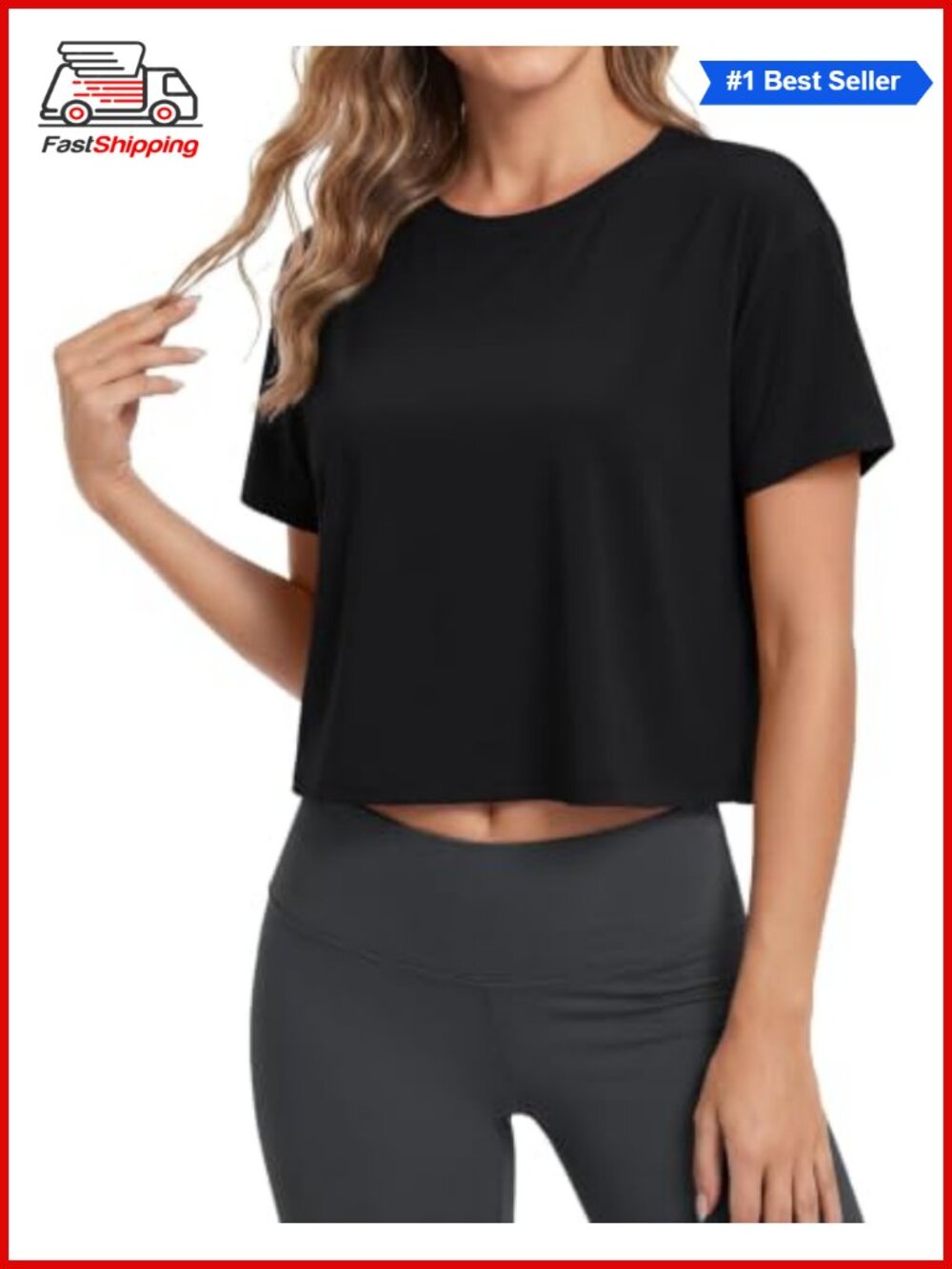✨ MAGCOMSEN Womens Crop Top Boxy Short Sleeve Workout Tee